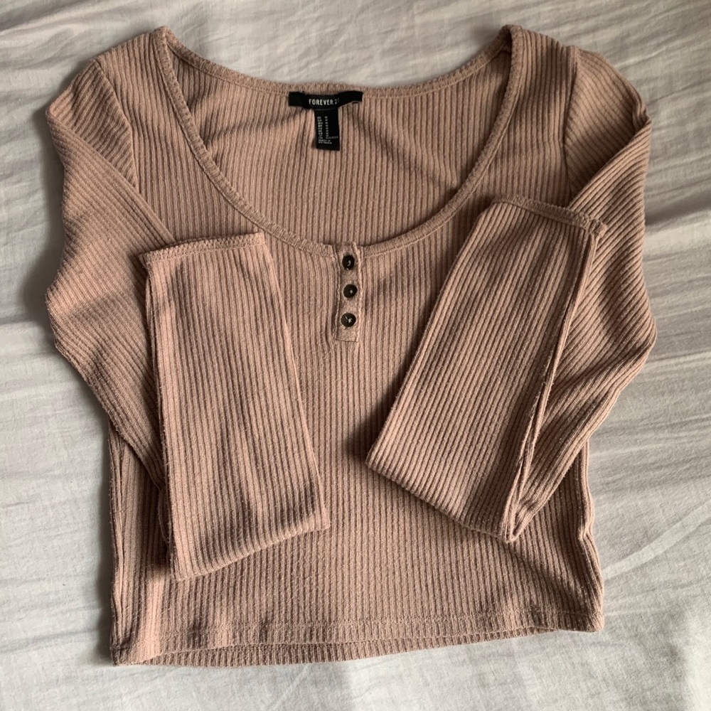 tan ribbed long sleeve